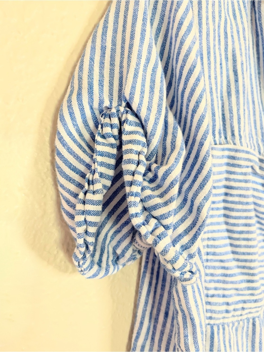Universal Thread Blue White Stripe Linen Blend Top Small - Picture 3 of 8